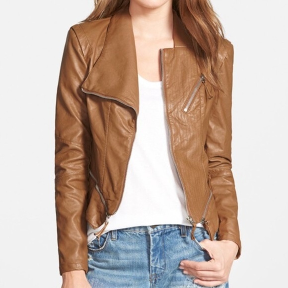 NWT BlankNYC Faux Leather Vegan Moto Jacket Brown - Picture 2 of 3